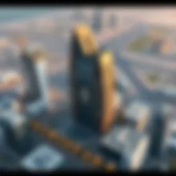 Aerial view of Dubai showcasing Al Azizi Construction projects