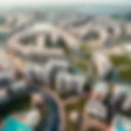 Aerial view of Al Gadeer showcasing residential buildings and amenities