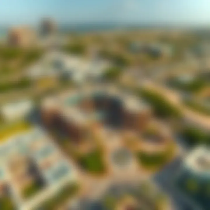 Aerial view of Al Raha Gardens Plaza showcasing its layout and surroundings