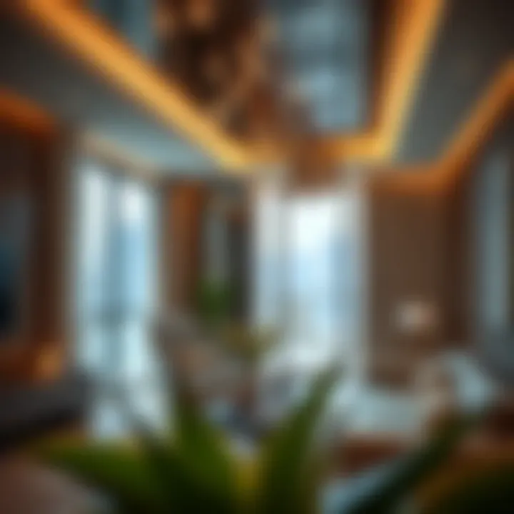 Interior view of a luxury apartment in Al Raha Gardens Plaza showcasing modern design