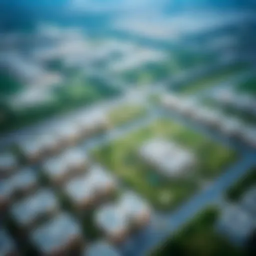 Aerial view of Al Tawar 3 showcasing its residential layout and greenery