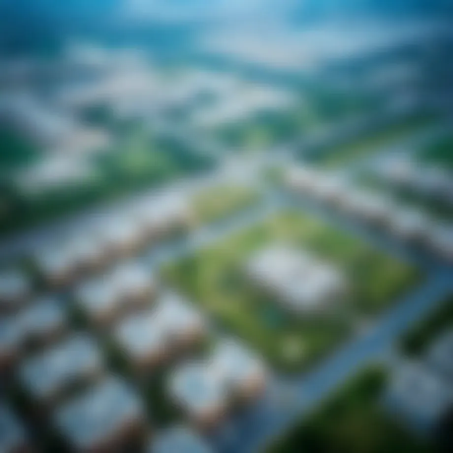 Aerial view of Al Tawar 3 showcasing its residential layout and greenery