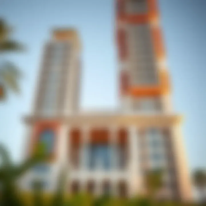 Architectural Elegance of Al Thuriah Tower Architectural details of Al Thuriah Tower showcasing elegance
