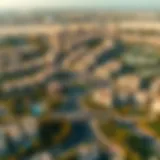 Aerial view of بني ياس غرب showcasing its residential areas and green spaces.