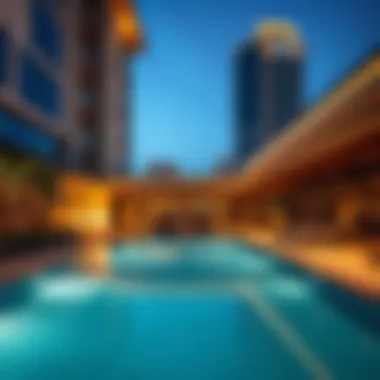Amenities like swimming pool and gym in Burj Al Nahda emphasizing luxury lifestyle