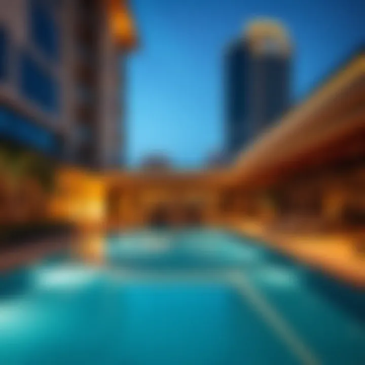 Amenities like swimming pool and gym in Burj Al Nahda emphasizing luxury lifestyle