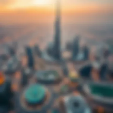 Aerial perspective showcasing Burj Khalifa's height