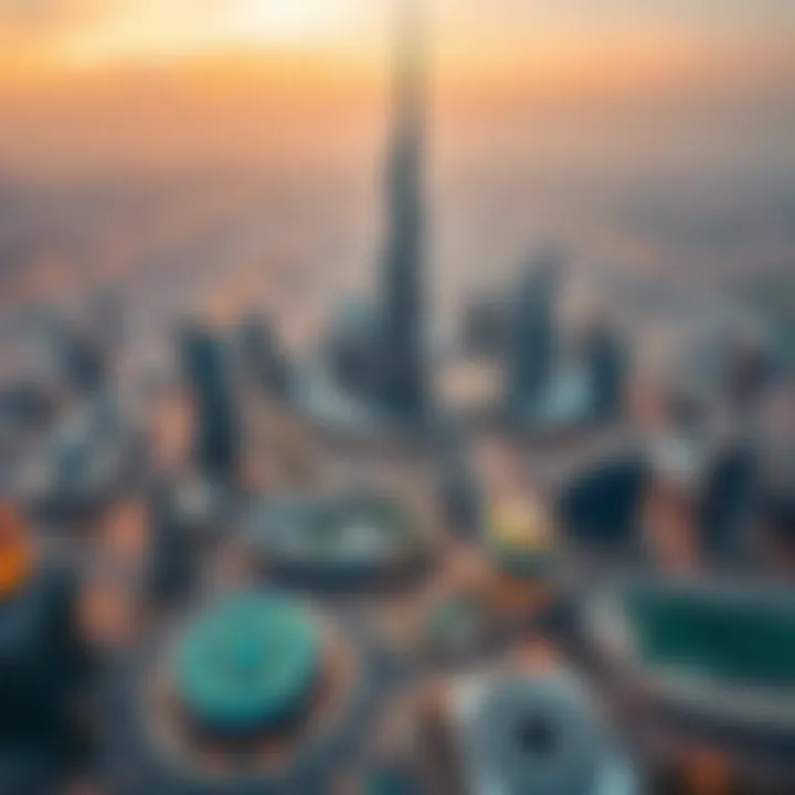 Aerial perspective showcasing Burj Khalifa's height