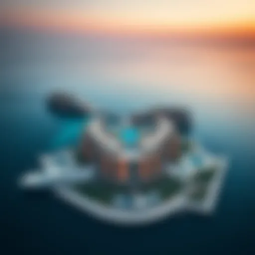 Luxurious Layout of Bvlgari Island Aerial view showcasing the luxurious layout of Bvlgari Island