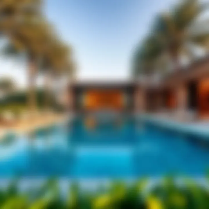 Expansive outdoor pool and lounging area