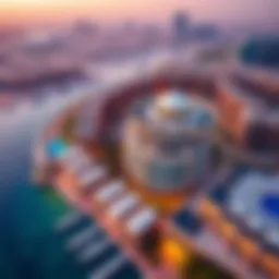 Aerial view of Cinque Dubai showcasing its stunning architecture and surroundings