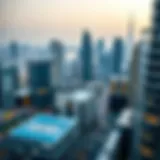 Panoramic view of Dubai's business district showcasing modern architecture