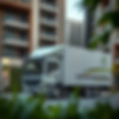 Reliable Transportation for Your Belongings A modern moving truck parked outside a residential building in Dubai