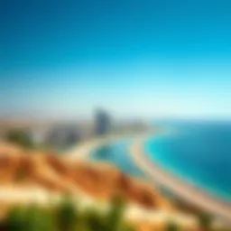 A panoramic view of شاطئ الريم showcasing its stunning coastline