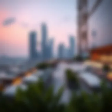 Artist's rendering of Continental Tower's rooftop amenities and leisure spaces