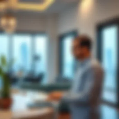 Real estate agent showcasing property during a holiday