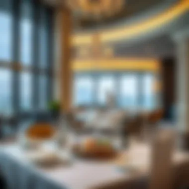 Elegant dining setup inside Dubai Hills Hotel