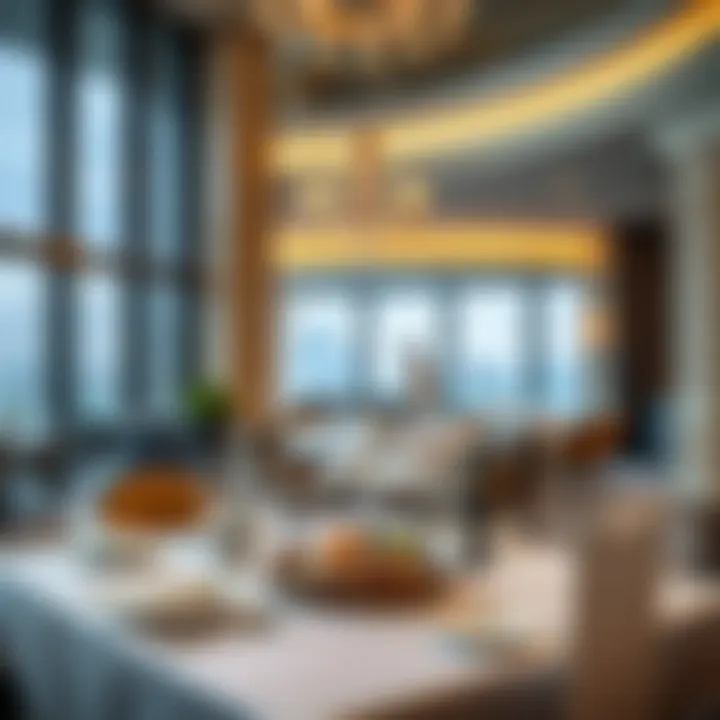 Elegant dining setup inside Dubai Hills Hotel