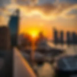 Stunning view of Dubai Marina Beach at sunset