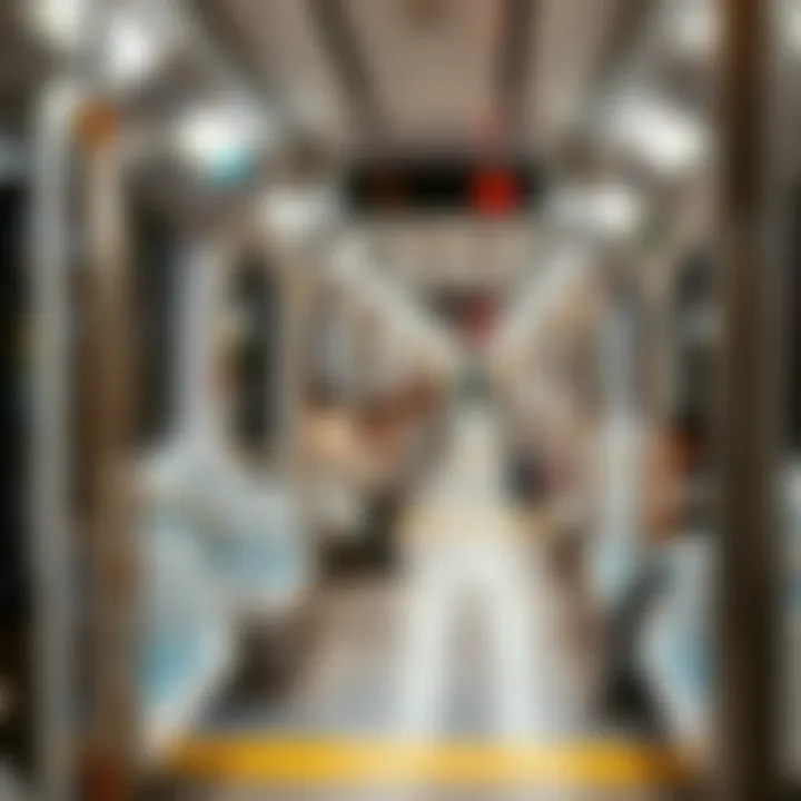 Interior of a Dubai Metro Carriage Inside view of a bustling Dubai Metro carriage