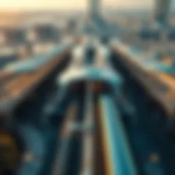 Aerial view of a modern Dubai Metro station