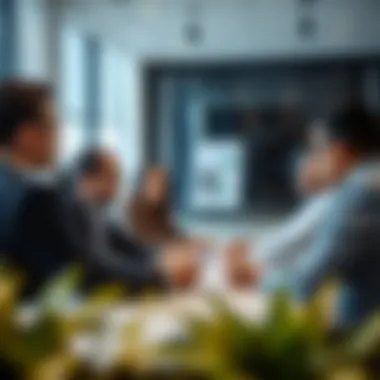 Team of professionals discussing property management strategies