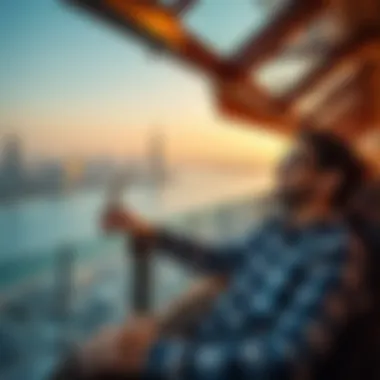 A relaxed traveler enjoying a scenic view during a trip