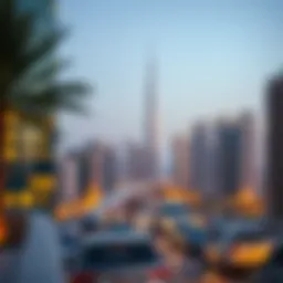 Overview of Dubai skyline with real estate developments