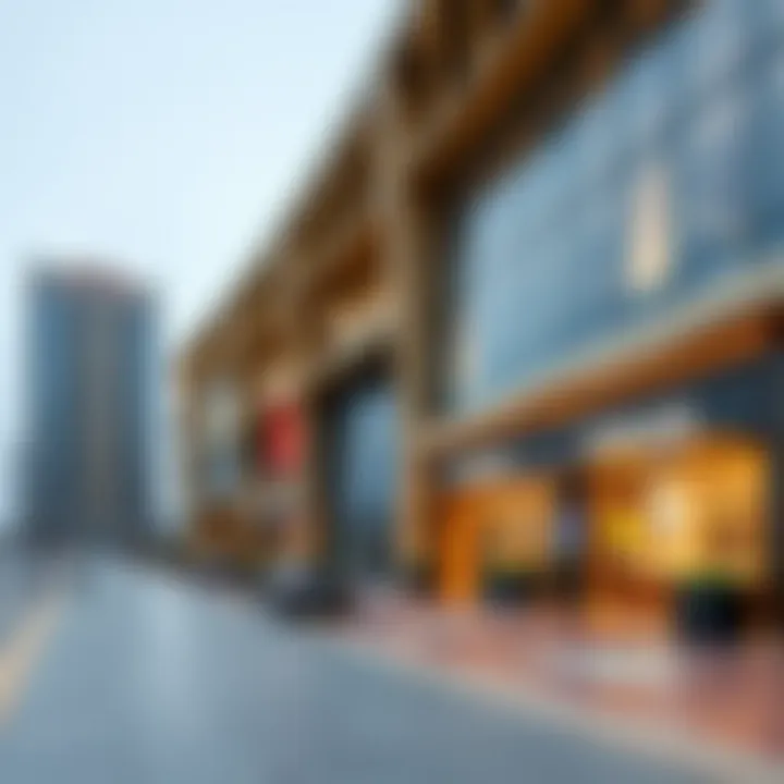 Architectural rendering of commercial spaces in Emaar Beachfront, emphasizing modern design and functionality