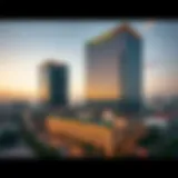 Aerial view of Empire Heights Business Centre showcasing its unique architectural design