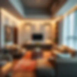 Stylish interior of a 1BHK apartment in Silicon Oasis