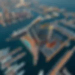 Aerial view of 23 Marina showcasing its unique design