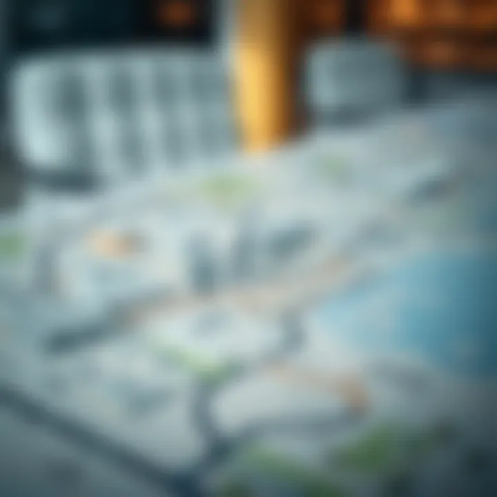 Map highlighting key areas for budget office rentals in Dubai