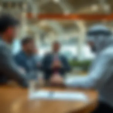 Business professionals discussing investment opportunities in Ajman