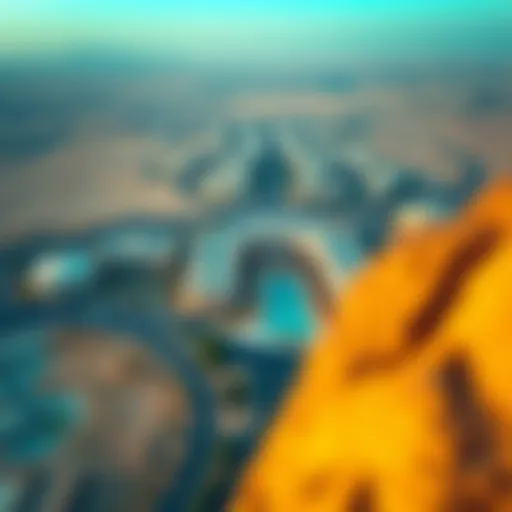 Aerial view of Al Mussafah showcasing its urban layout and surrounding landscape