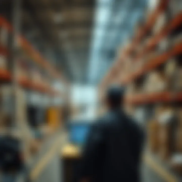 Logistics Operations in Al Quoz Warehouse Logistics operations within a bustling warehouse environment