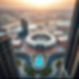 Aerial view of Aldar Square showcasing its unique architectural design