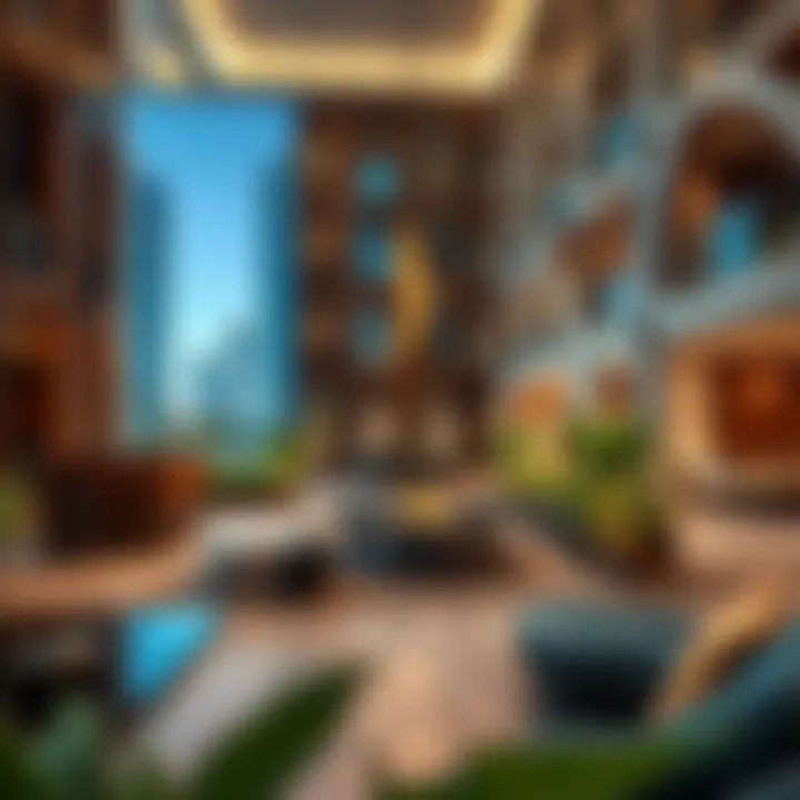 Vibrant community spaces in a Dubai apartment complex