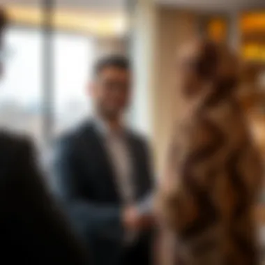 Real estate agent discussing apartment options with clients