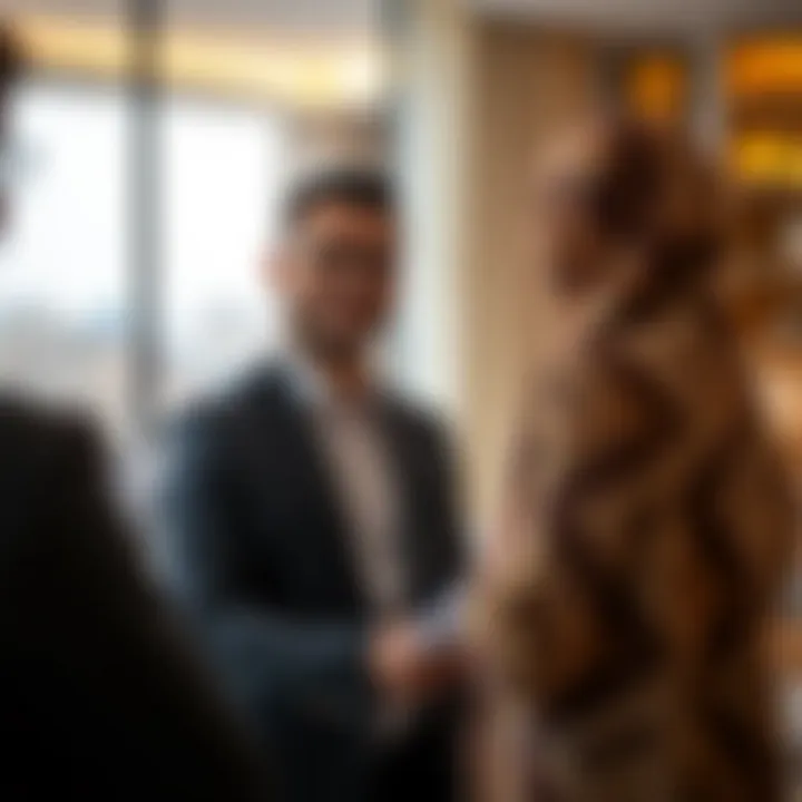 Real estate agent discussing apartment options with clients