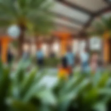 Community members enjoying a spacious aura garden designed for social interaction