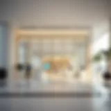 A modern bank branch in the UAE showcasing minimalist design