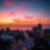 Stunning skyline view of Choithrams Bay Avenue at sunset