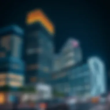 Modern office buildings in Dubai's business district