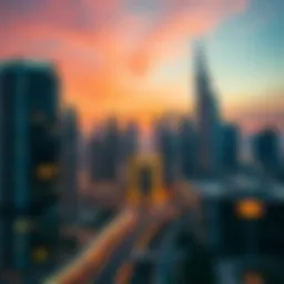 Stunning Dubai skyline at dusk showcasing luxury properties