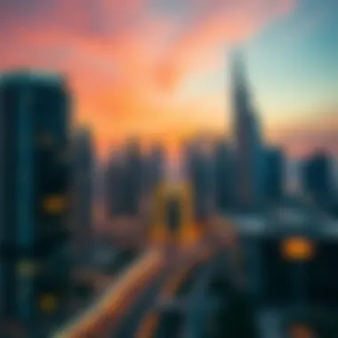 Dubai Skyline: A Glimpse of Luxury Living Stunning Dubai skyline at dusk showcasing luxury properties