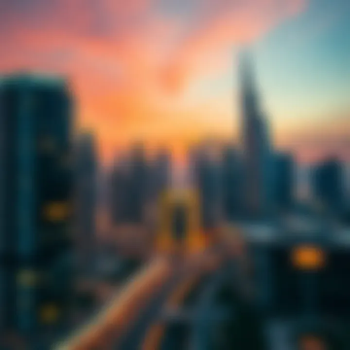 Dubai Skyline: A Glimpse of Luxury Living Stunning Dubai skyline at dusk showcasing luxury properties