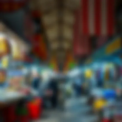 Vibrant Stalls of Deira Market A bustling scene of Deira Market showcasing vibrant stalls