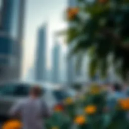 Modern skyscrapers overlooking a vibrant community