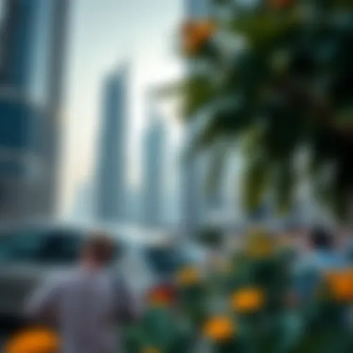 Modern skyscrapers overlooking a vibrant community